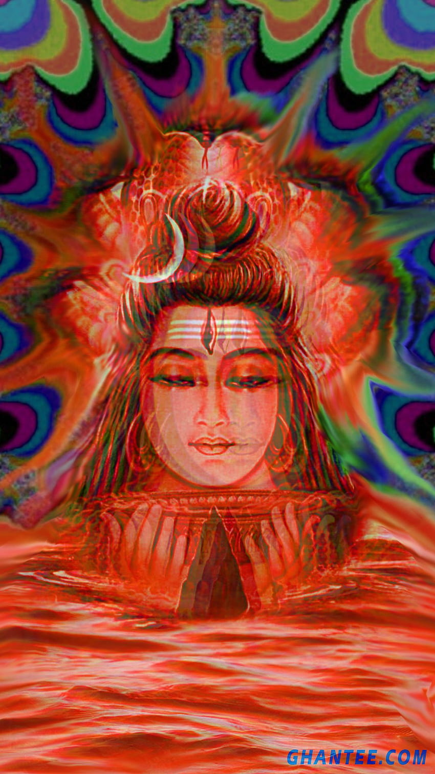 trippy iphone – shiva – Ghantee, Shiva psicodélico fondo de pantalla del teléfono