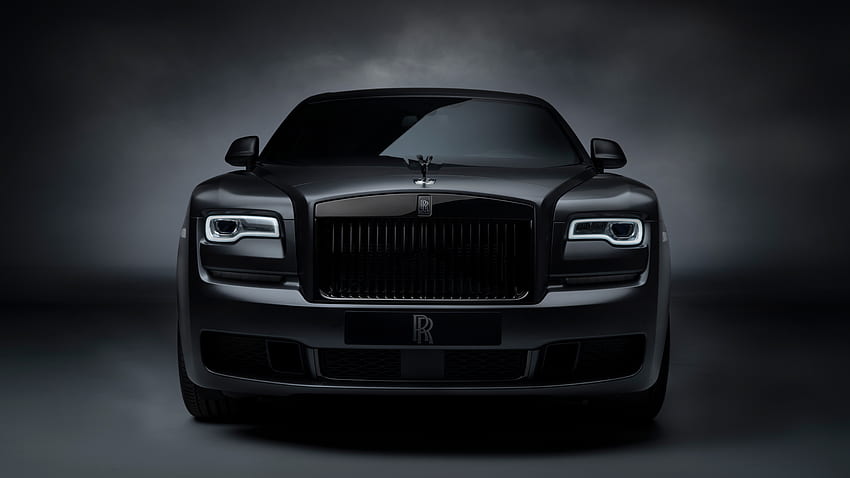 Czarna plakietka Rolls-Royce Ghost, przód, 2019 r Tapeta HD