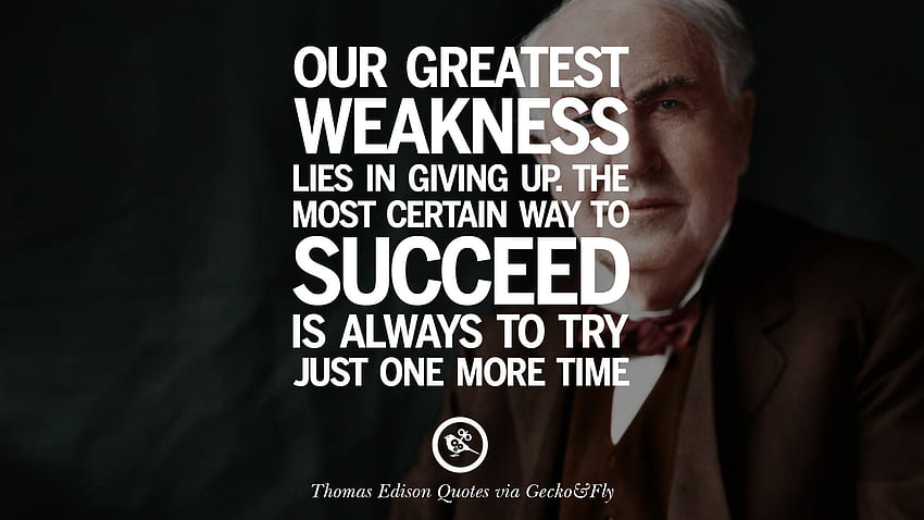 Wzmacniające cytaty Thomasa Edisona o ciężkiej pracy i sukcesie, Motywacja Thomasa Edisona Tapeta HD
