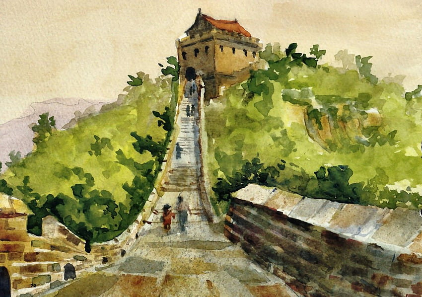 Ancient: Great Wall China Scenery Painting Art Artwork Landscape HD wallpaper