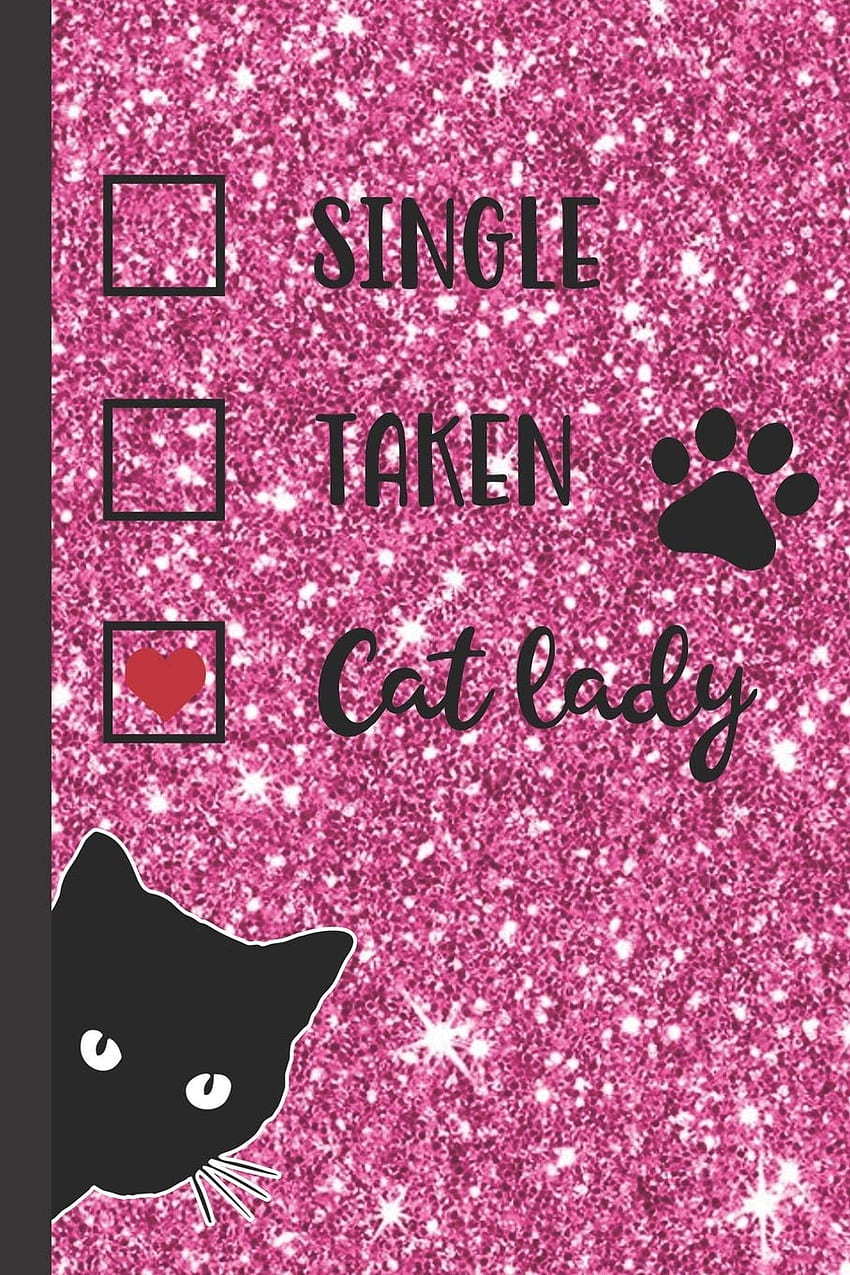 Cat Lady, Red Love Heart: แมวดำน่ารักแอบดู วารสารเรียงรายเพื่อเขียนพื้นเพสีชมพูกลิตเตอร์สวยๆ . สมุดโน๊ต / ไดอารี่ส่วนตัว 6x9 วอลล์เปเปอร์โทรศัพท์ HD