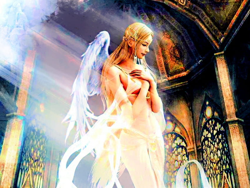 Angelic, love, peace, angel, religion HD wallpaper