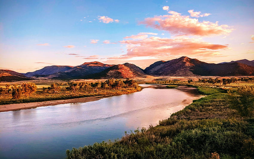 Browns Park National Wildlife Refuge, Colorado, trees, river, landscape, hills, usa HD wallpaper