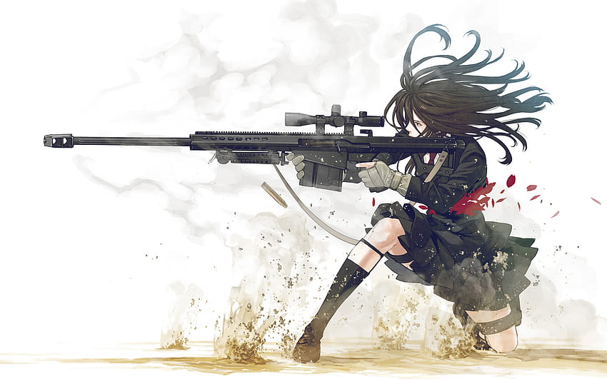 ... Момиче със снайперска пушка HD тапет