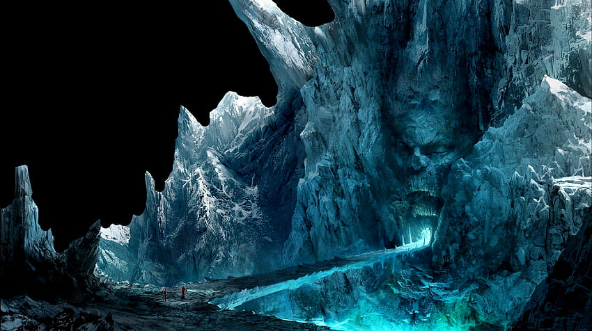 ice fall, gothic, mountains, ice, dark HD wallpaper