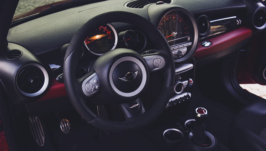 Mini Cooper, coches, volante, timón, interior del vehículo, interior del coche fondo de pantalla