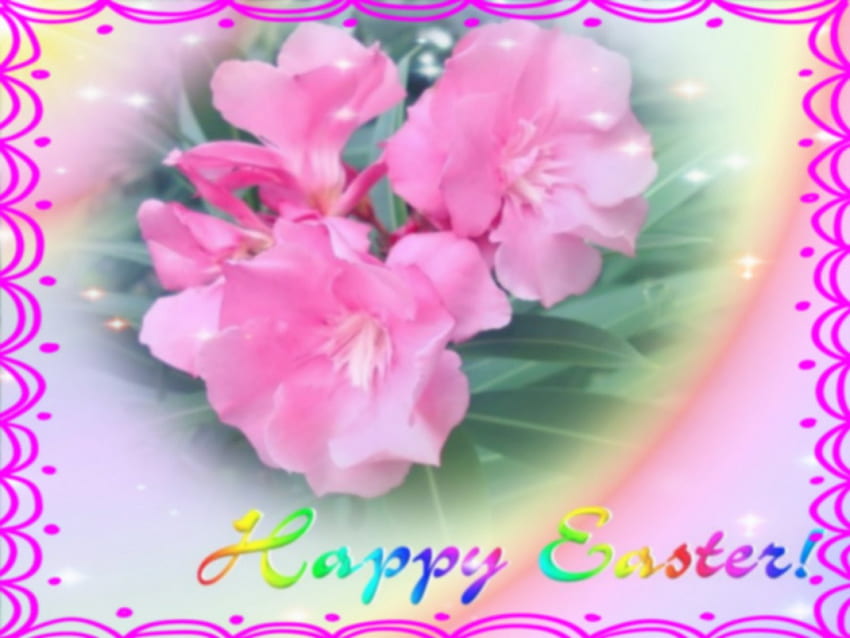 Happy Easter, pastel, holiday, framed, Easter, quote, colours, nature, flowers HD wallpaper