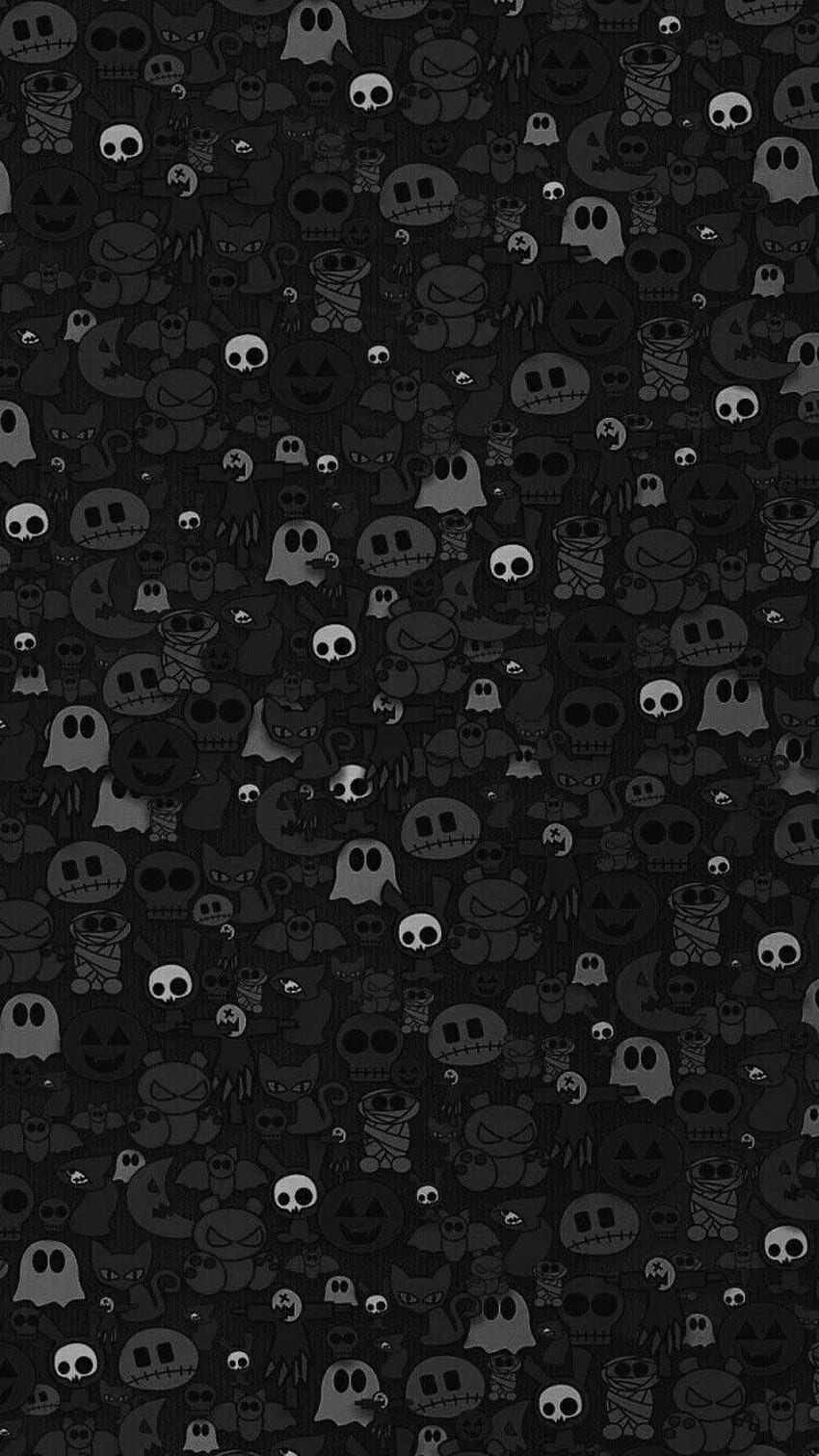 Halloween-Schwarzweiss-Druck - an, Halloween-Muster HD-Handy-Hintergrundbild