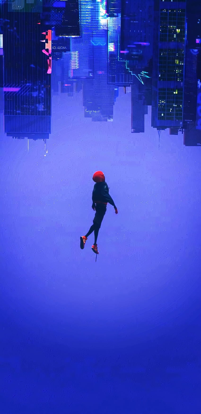 Upscaled to and edited Miles Morales : Spiderman, Miles Morales Falling HD phone wallpaper