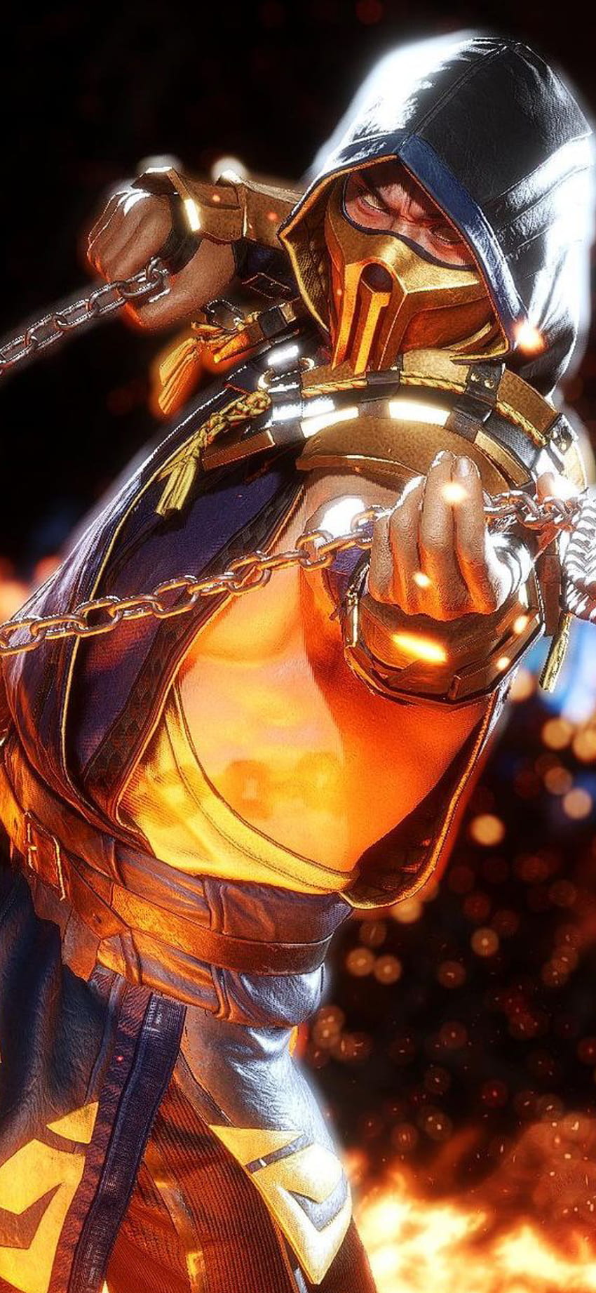 Hanzo, Autobeleuchtung, Orange, Mortal Kombat 11, Skorpion HD-Handy-Hintergrundbild