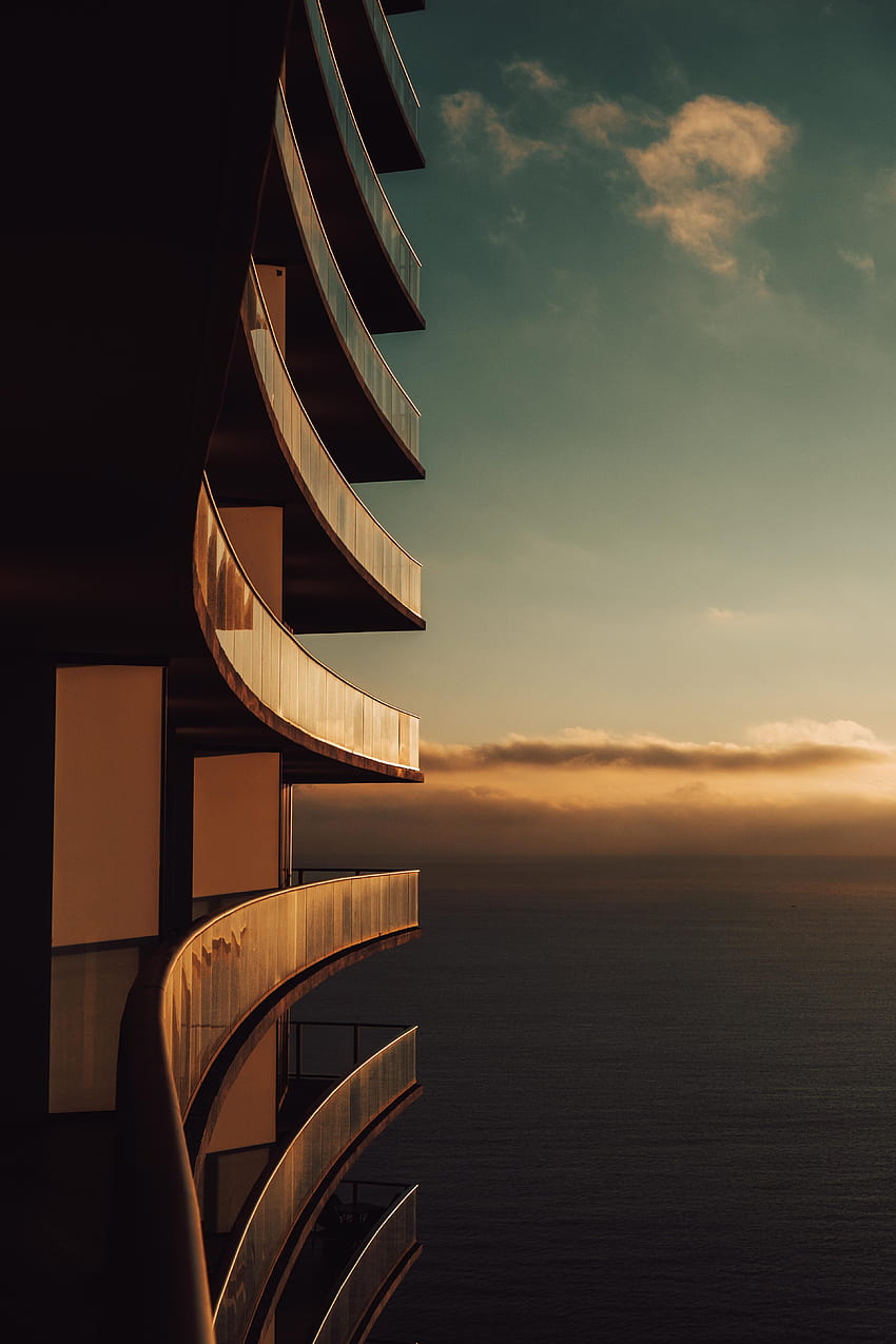 Sunset, Architecture, Building, Horizon, Dark HD phone wallpaper