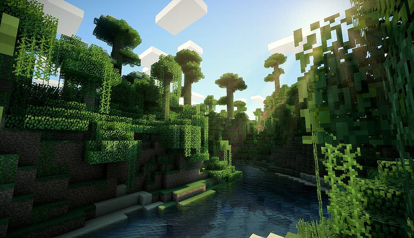 minecraft shader, doğa, bitki örtüsü, biyom, doğal manzara, ağaç, Doğa Minecraft HD duvar kağıdı