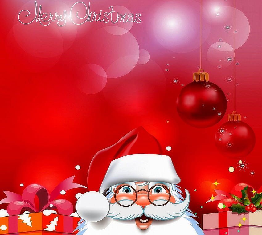 ✰Червена Весела Коледа✰, тържества, празници, зимни празници, сладки, цветове, лъкове, дигитално изкуство, щастие, весела Коледа, подаръци, дядо Коледа, красиво, поздрави, натюрморт, благословии, коледа, червено, декорации, вектор, коледа и нова година, прекрасно HD тапет