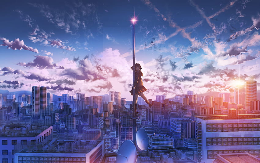 Download An Anime City Skyline All Dressed Up In Majestic Colors Wallpaper   Wallpaperscom