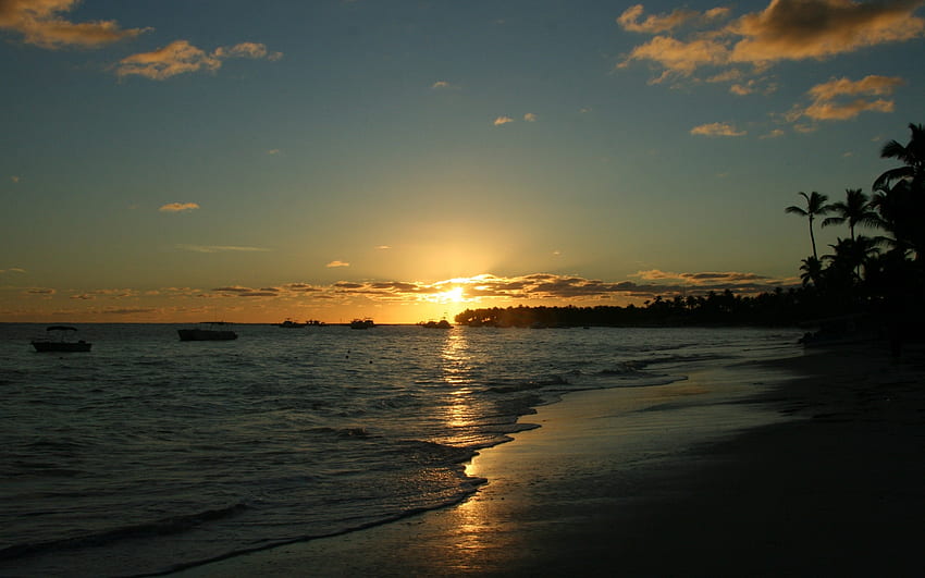 kraj, zachód słońca, morze Tapeta HD