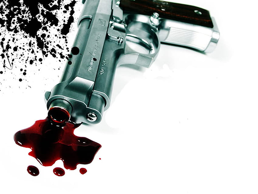 Bloody Gun, white, murder, shot, dark, kill, dark art, gun, blood, dead HD wallpaper