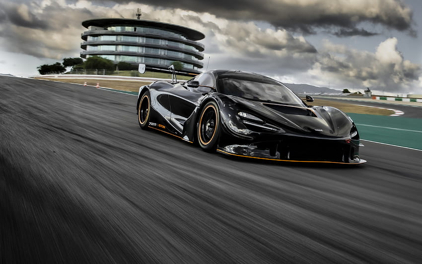 2022, McLaren 720S GT3X, 전면 보기, 외부, 경주용 자동차, McLaren 720S 튜닝, 검은색 720S, 슈퍼카, 영국 스포츠카, McLaren HD 월페이퍼