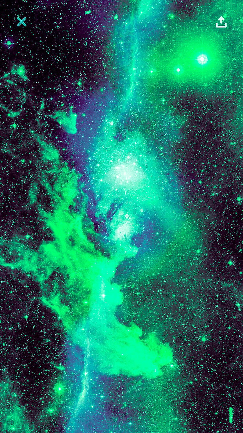 Синя галактика, космос, неоново зелено пространство HD тапет за телефон