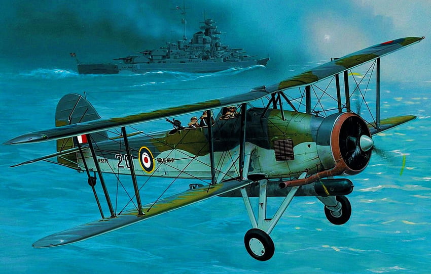 war, art, airplane, painting, aviation, ww2, Fairey Swordfish for , section авиация HD wallpaper
