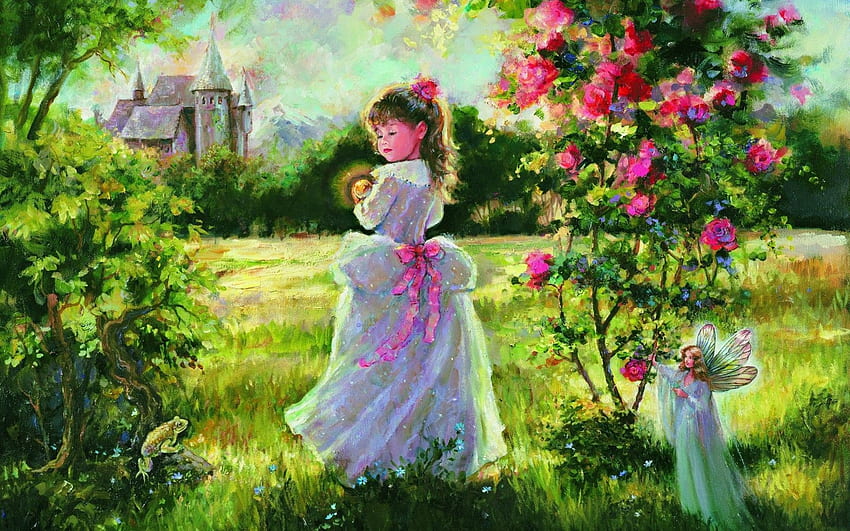 Sweet Little Fairy, Fairy Garden HD wallpaper