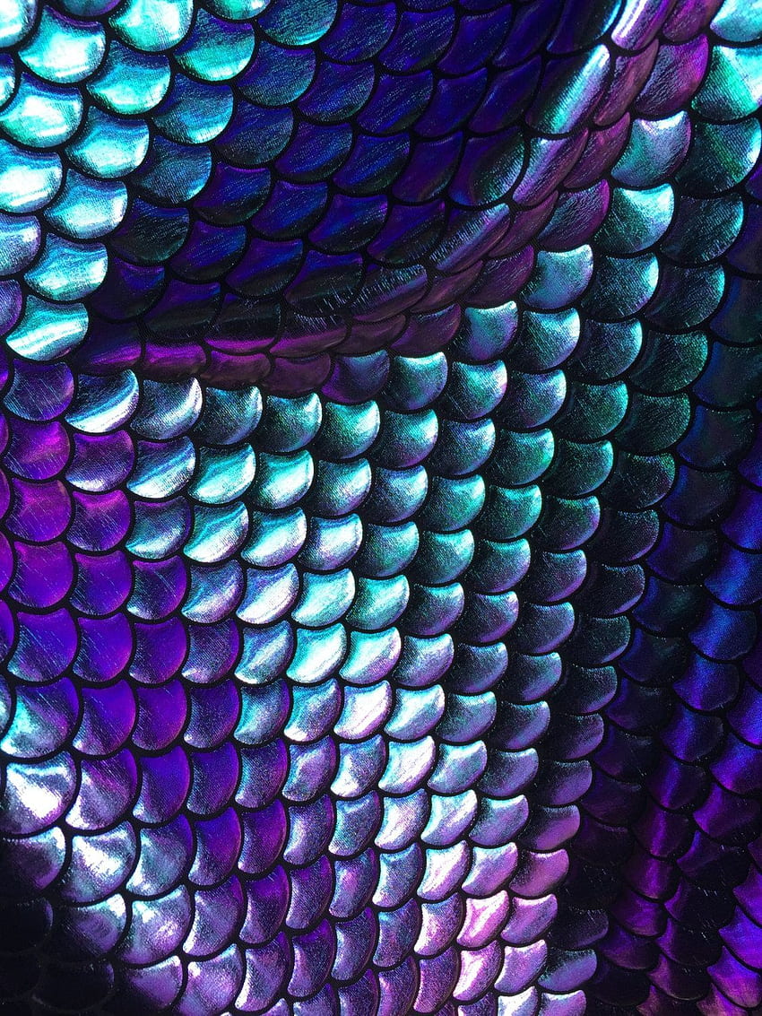 modo stretch iridescente {BACK IN STUCK} squame di pesce sirena bicolore viola, turchese, spandex. Tessuto sirena, tatuaggi sirena, sirena Sfondo del telefono HD