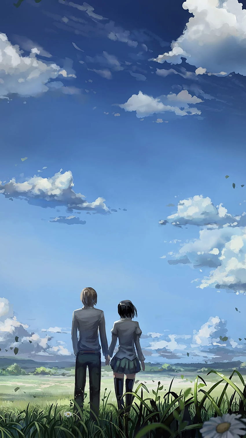 guy 2 Anime young woman Sky Clouds, 1080X1920 Anime HD phone wallpaper