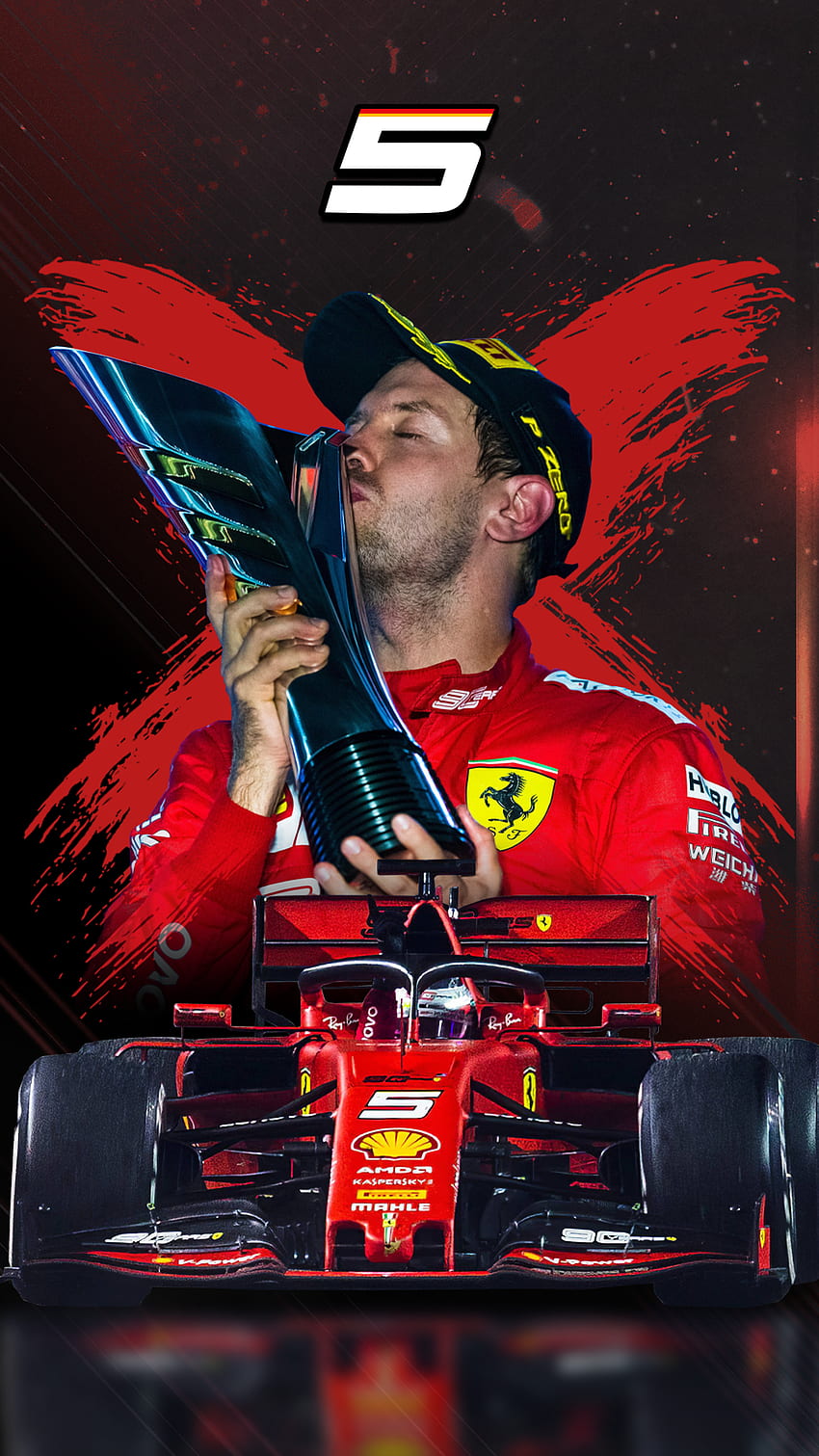 Sebastian Vettel Singapur 2019 Teléfono, Sebastian Vettel F1 fondo de pantalla del teléfono