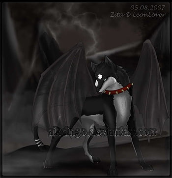 Black Wolf Commissionrequest By Direwolfwere  Mythical Wolves With Wings   Free Transparent PNG Clipart Images Download