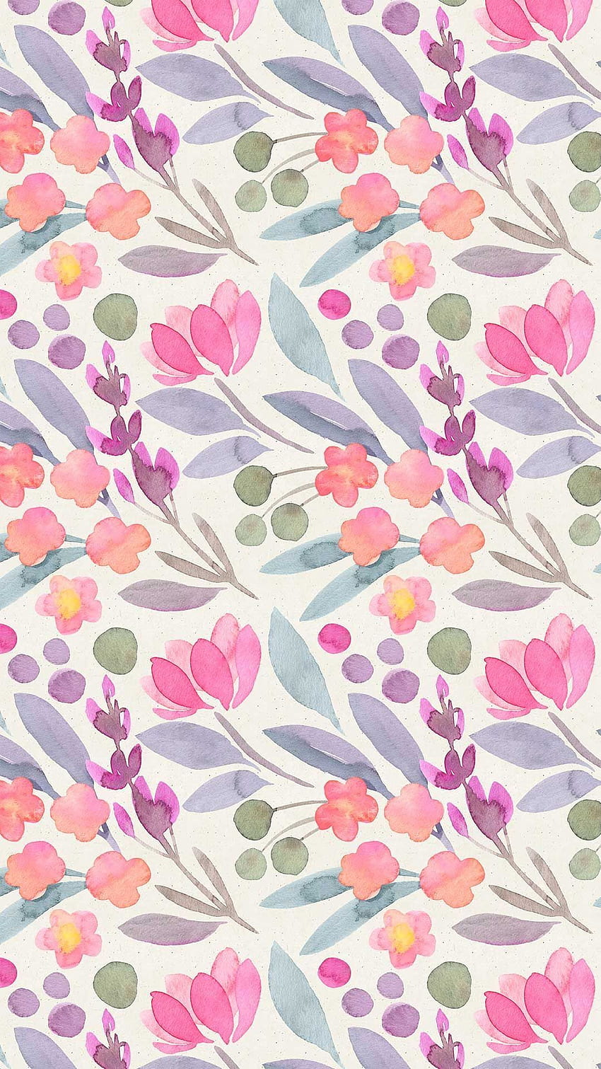 Delicate floral watercolour pattern in pinks, blues, purples, Flowers Watercolour HD phone wallpaper