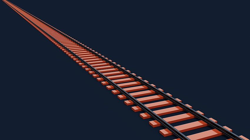 railway, Train, Abstract, Orange, Render, CGI, Blender, Modern, Simple, Minimalism, 3D, Digital Art, Simple Background / and Mobile Background HD wallpaper