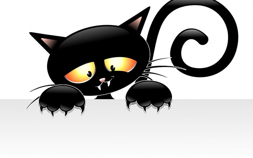 Black cat, animal, sad, halloween, yellow eyes, white, black, cat ...