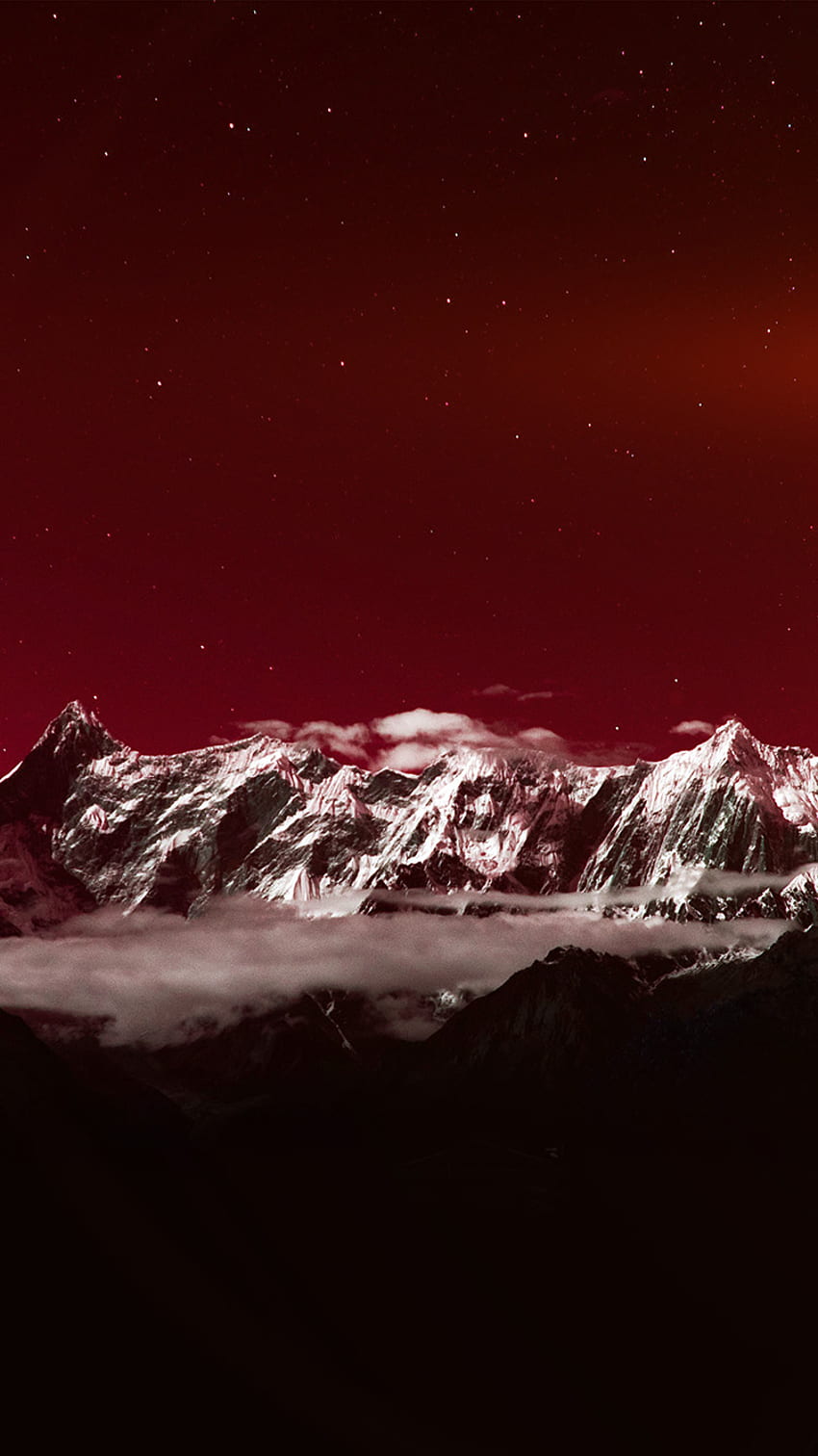 iPhone 6 . mountain snow dark red winter sky star, Winter Night Sky iPhone HD phone wallpaper