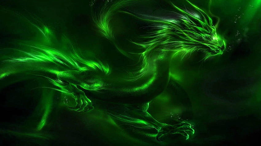 Zielony abstrakcyjny smok, niesamowity zielony smok Tapeta HD