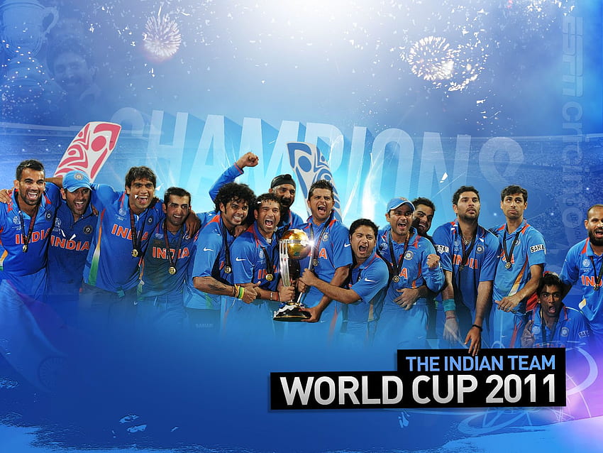 Equipo India - Ganadores de la Copa Mundial ICC 2011. Cricket, logotipo del equipo de cricket indio fondo de pantalla