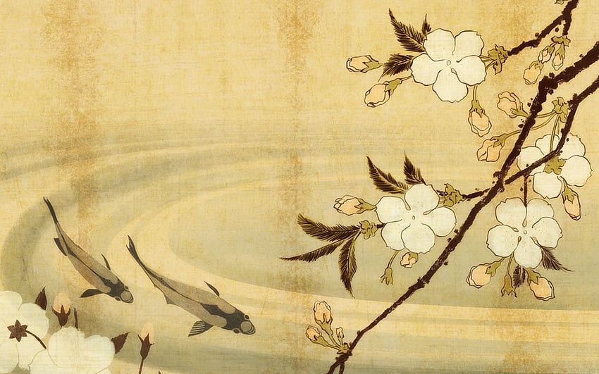 아시아 영감 . 일본화, 전통 일본 미술, 포스터 아트 프린트, Sumi E HD 월페이퍼