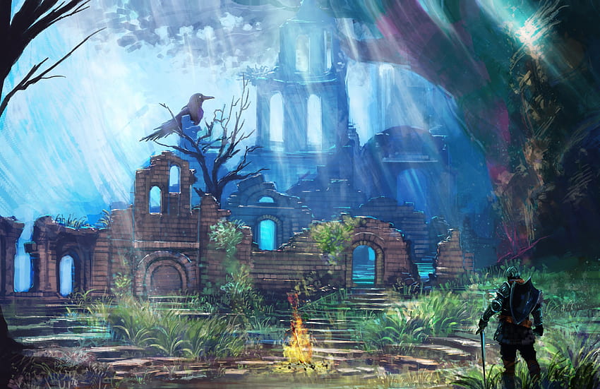 Firelink Shrine painting (don't know if repost) : darksouls, Dark Souls Map HD wallpaper