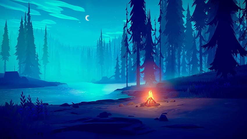 Camping Among Trees []:, Cartoon Camping fondo de pantalla
