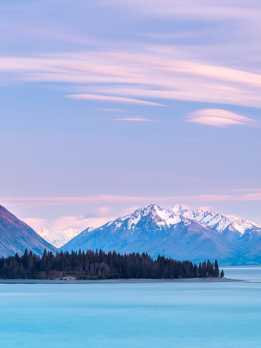 Yeni Zelanda Tekapo Gölü'ndeki Bulutlu Dağlar, 1620x2160 HD telefon duvar kağıdı