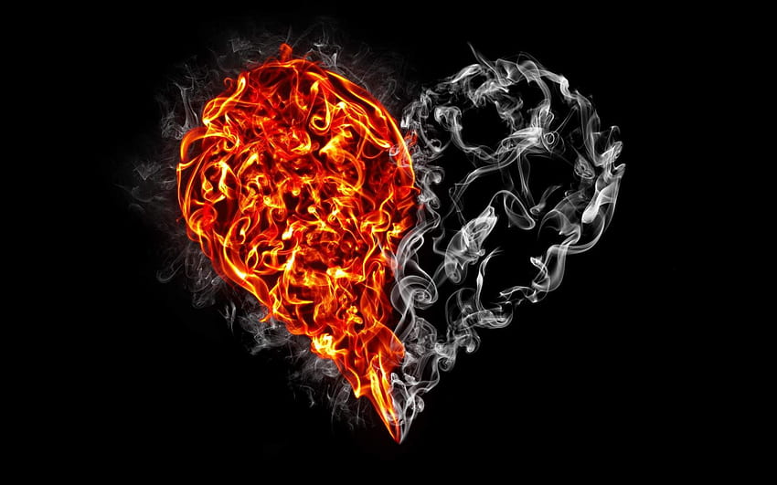 Smoke heart and fire heart art - . GFXHive. Love HD wallpaper