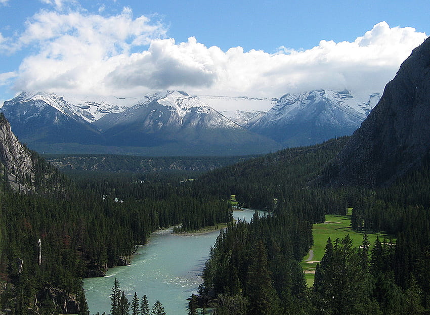 Canada - Bow River Valley, parco nazionale di Banff, Canada, fiume Bow, valle Sfondo HD