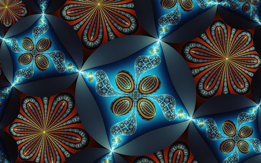 Fractal, azul, marrón, abstracto, arte digital. fondo de pantalla
