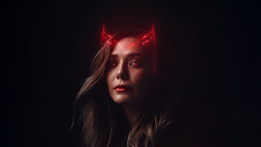 Scarlet Witch, red glowing eyes, art HD wallpaper