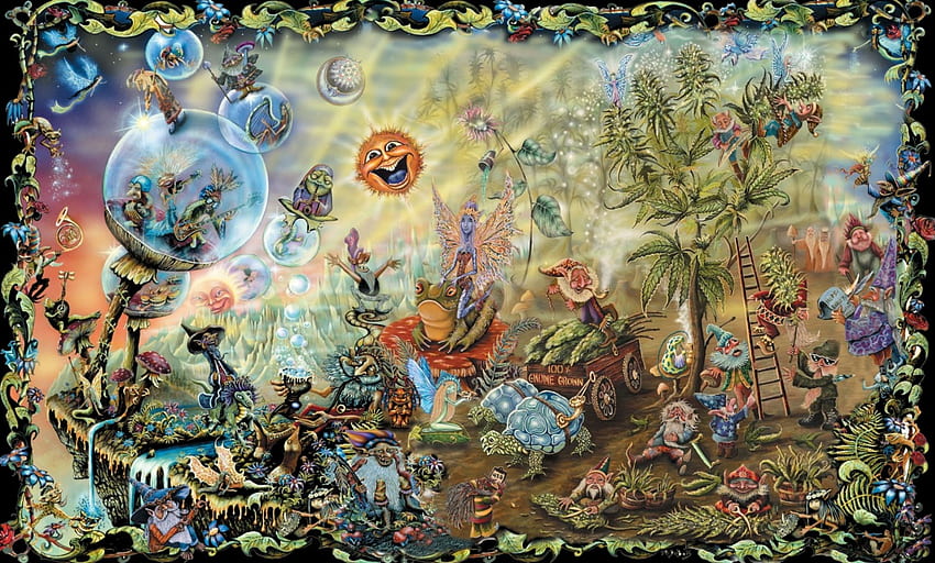 TRIPPY Gnomes, trippy, puzzle, fairies, gnome HD wallpaper