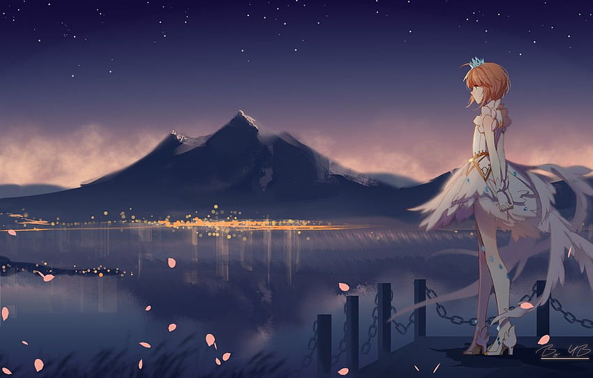 noche, Sakura, niña, Card Captor Sakura para , sección сёнэн, Cardcaptor Sakura fondo de pantalla