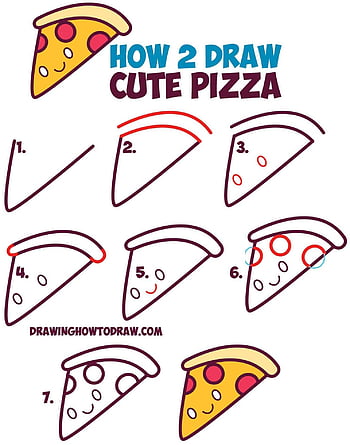How to Draw Cute Kawaii Pizza Slice with Face on It – Easy Step by Step  Drawing Tutorial for Kids – How to Draw Step by Step Drawing Tutorials |  Drawing tutorials