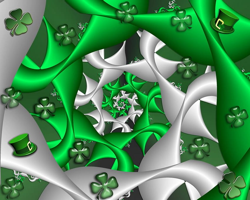 Abstract Shamrock's, shamrock, white, abstract, green HD wallpaper