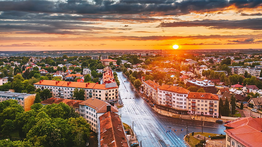 Kaunas Lithuania Sun Sunrises and sunsets From above HD wallpaper