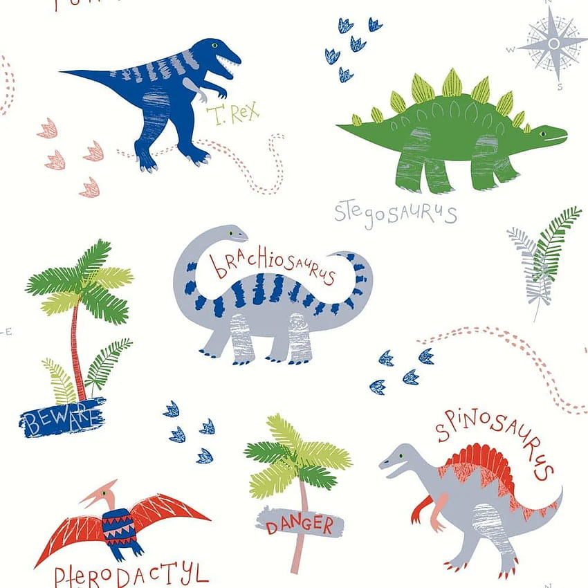 Dino Doodles Dinosaur Pattern Silver Jurassic 667500, Kids Dinosaur HD phone wallpaper