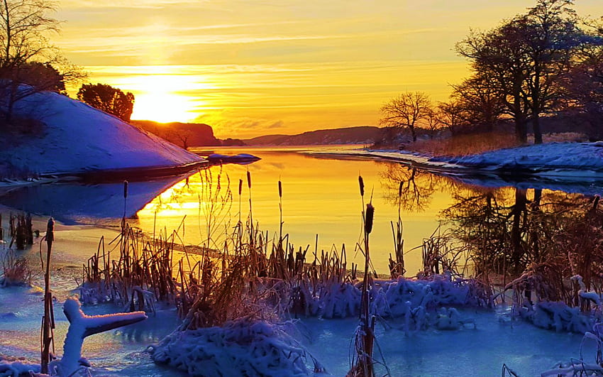 Sweden, Saltkaellefjorden, winter, scandinavia, snow, colors, sky ...