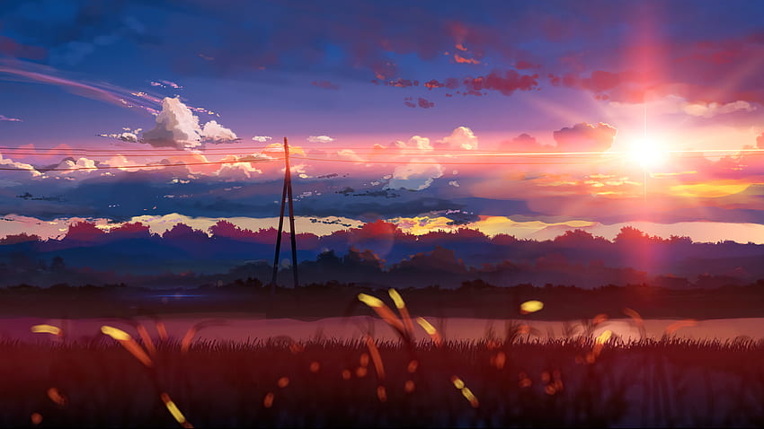 Panorama da estrada (5 centímetros por segundo) []. Cenário de anime, Cenário de anime, Cenário papel de parede HD